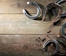 Horseshoes on wood
